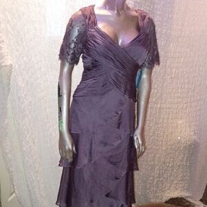 Adrianna Papell Plum Lace Evening Gown